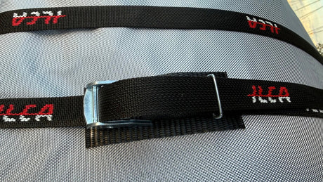 LiveWatersports ILCA and Optimist tie-down straps with protective cam buckle