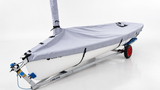 Ripper Sailing Finn regatta top cover fitted over a rigged boat